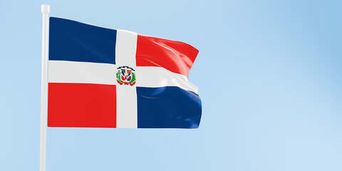 Dominican Republic flag of silk-3D illustration. 3d render.