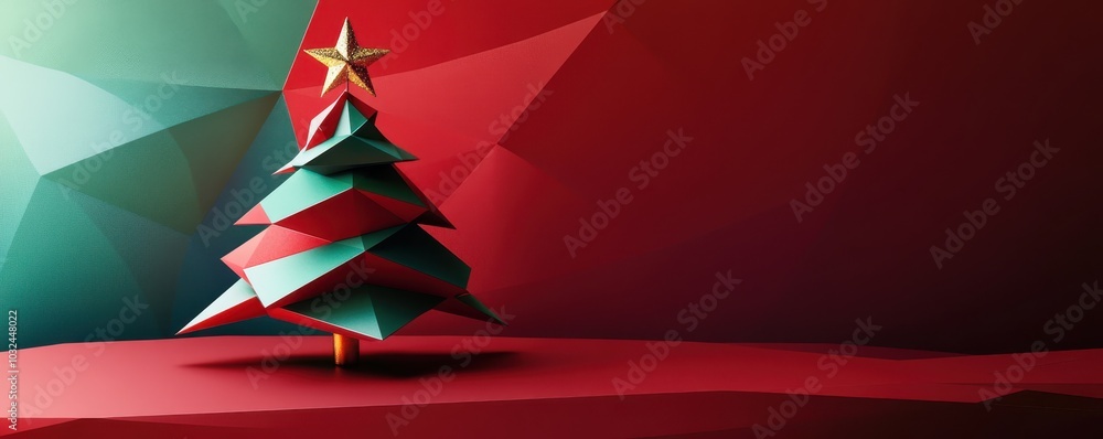 Poster sleek minimalist christmas tree design in angular style