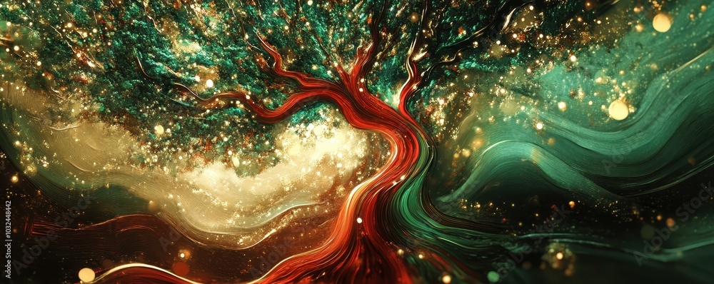 Poster dynamic abstract tree in enchanting colors