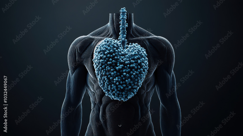 Poster enhancing artificial organ with nanobots in 3d model