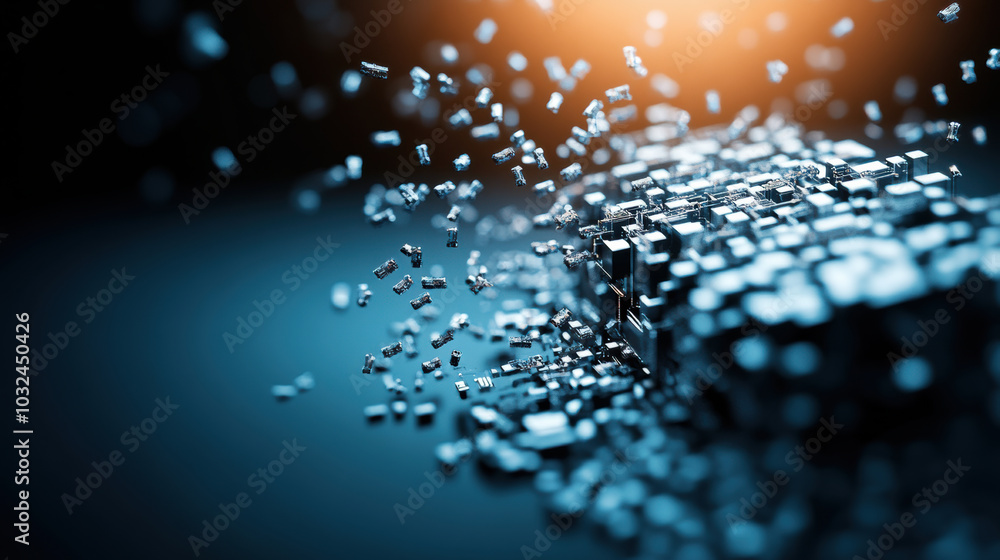Poster dynamic swarm of nanobots forming protective shield in motion
