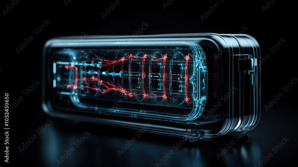 Aufkleber futuristic device with glowing circuits and energy patterns