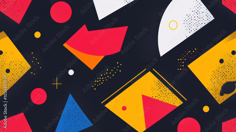 Aufkleber colorful geometric shapes create vibrant and dynamic pattern on dark background