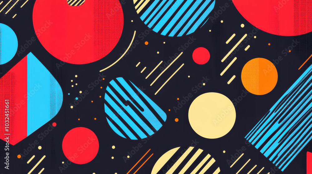 Poster colorful geometric shapes create vibrant and dynamic pattern