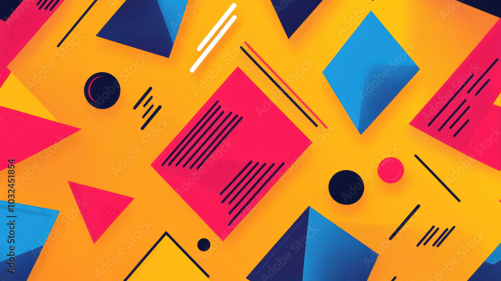 Aufkleber bright geometric shapes in vibrant colors create dynamic pattern