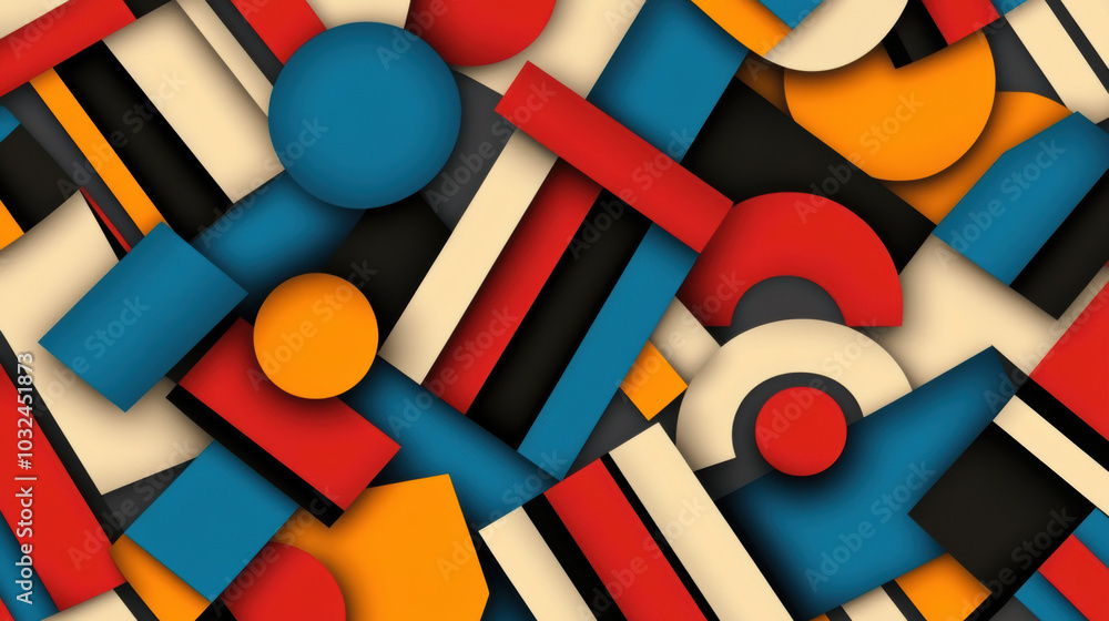 Poster colorful geometric shapes create vibrant and dynamic pattern