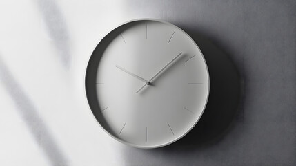minimalist timepiece sleek wall clock with clean lines against pure white monochromatic design subtle shadow play embodiment of modern simplicity and precise timekeeping