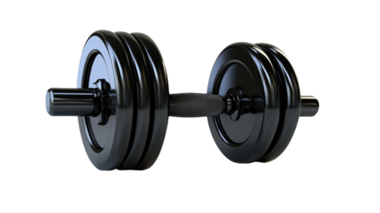 Black Dumbbell for Weight Training and Fitness Enthusiasts isolated on transparent background	
