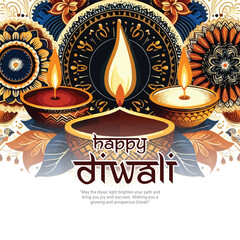 Happy Diwali or Deepawali Social Media Post Template Banner