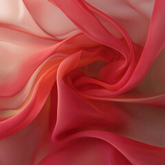 Fototapeta premium Flowing layers of soft red fabric texture