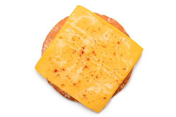 Crispy Cracker Sandwich with Cheese and Paprika - Isolated on White
