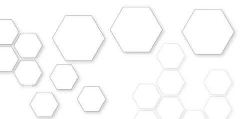 Abstract white background with hexagon and hexagonal background. Luxury white pattern with hexagons. abstract 3d hexagonal background with shadow. 3D futuristic abstract honeycomb mosaic background.