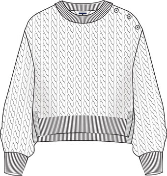 cable knit sweater design with buttons clip art preview