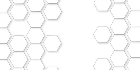 Abstract white background with hexagon and hexagonal background. Luxury white pattern with hexagons. abstract 3d hexagonal background with shadow. 3D futuristic abstract honeycomb mosaic background.