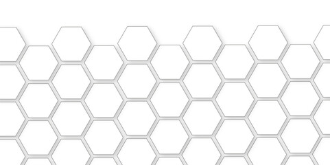Abstract white background with hexagon and hexagonal background. Luxury white pattern with hexagons. abstract 3d hexagonal background with shadow. 3D futuristic abstract honeycomb mosaic background.