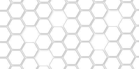 Abstract white background with hexagon and hexagonal background. Luxury white pattern with hexagons. abstract 3d hexagonal background with shadow. 3D futuristic abstract honeycomb mosaic background.