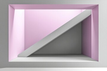 Abstract Geometric Shape with a Diagonal Edge in a Light Purple and Gray Frame