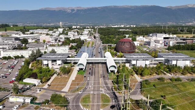 Aerial view of CERN (European Organization for Nuclear Research) in Geneva