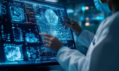 Stethoscope and Advanced AI Technology in Healthcare Innovation: Highlight breakthroughs in healthcare technology, including telemedicine, personalized medicine, and advanced medical diagnostics