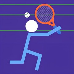 abstract illustration of a tennis player in mid-swing,generative ai