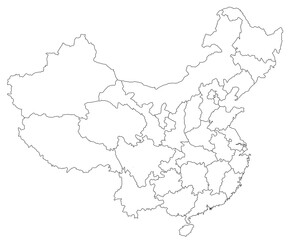 Obraz premium Map of Hong Kong special administrative region (SAR) in China country on white background. single province map highlighted by black colour on China map. East Asia, CN, people's republic of China, PRC