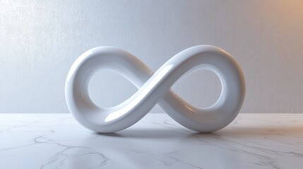A clean, minimalist infinity symbol representing eternity and boundless potential, set in a serene, abstract background.