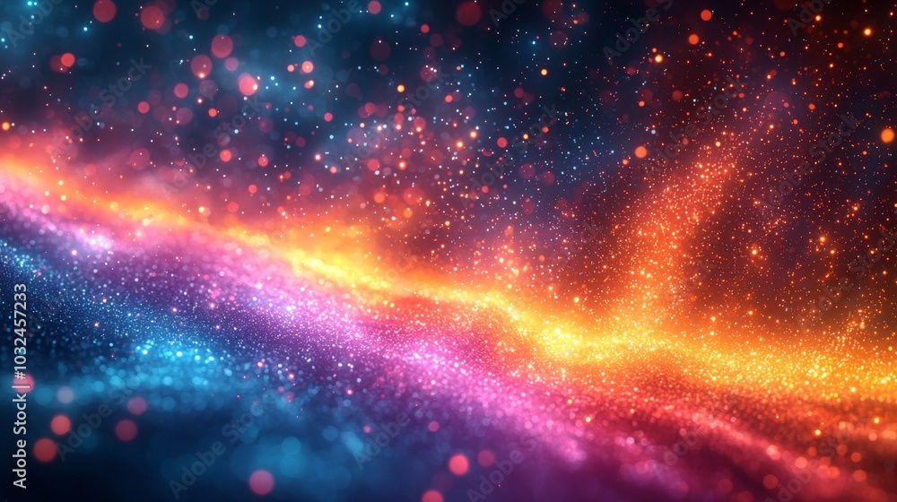 Poster abstract background formed by a magical display of sparkling particles, creating a mesmerizing bokeh