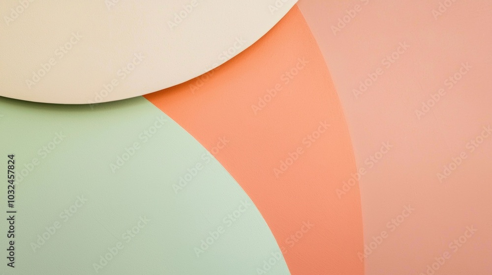 Poster minimalist background with curved paper sheets in pastel hues, perfect for adding simplicity and sty