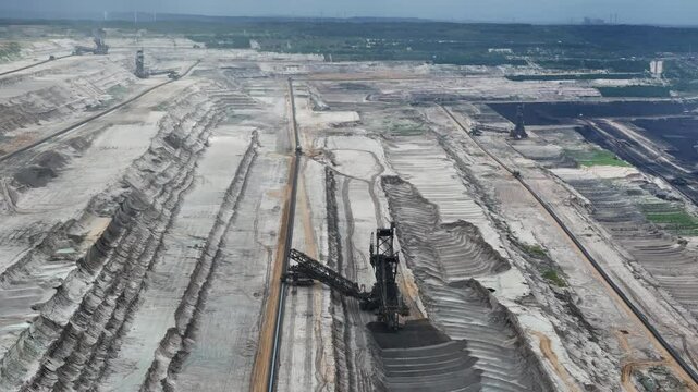 Aerial footage of Hambach surface mine, Germany