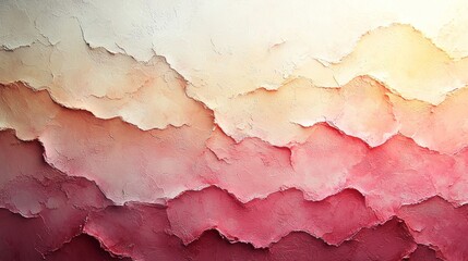 Obraz premium Abstract oil painting background with thick textured layers of paint forming a pattern of peaks and valleys in a gradient from white to pink
