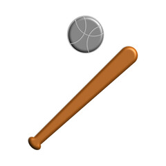 Bat and ball on a white background. Vector illustration