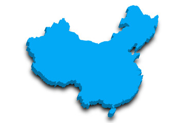 3d Map of China country with color. China country, cn, people's republic of China