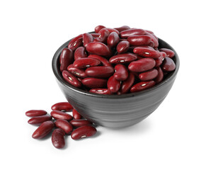 Dried red beans in bowl isolated on white