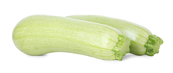 Two fresh ripe zucchinis isolated on white