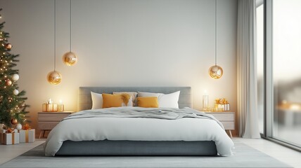 Cozy Christmas Eve Bedroom with Holiday Decorations