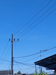 Fototapeta premium power lines of blue sky