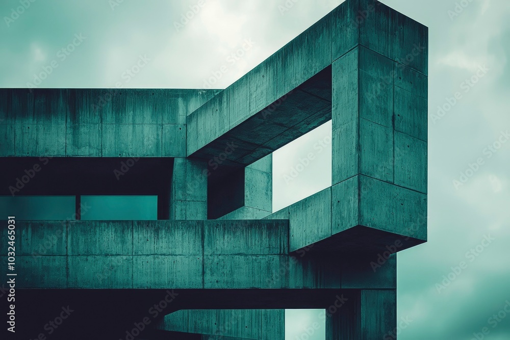Poster abstract architectural detail of a concrete building with a window
