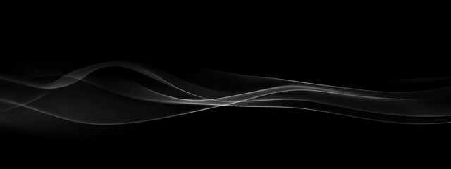 Abstract white wavy lines on a black background.