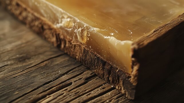 Close-up of wood-wax junction in Roman tablet highlighting grain patterns and texture