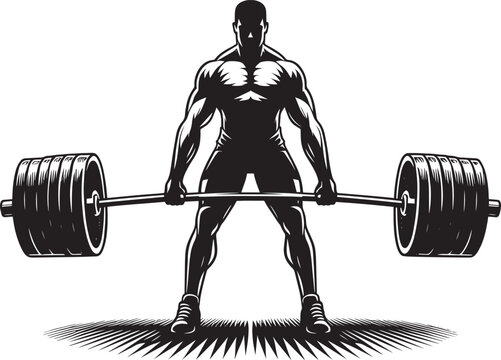 Deadlift Gym exercise Silhouette illustration isolated on a white background