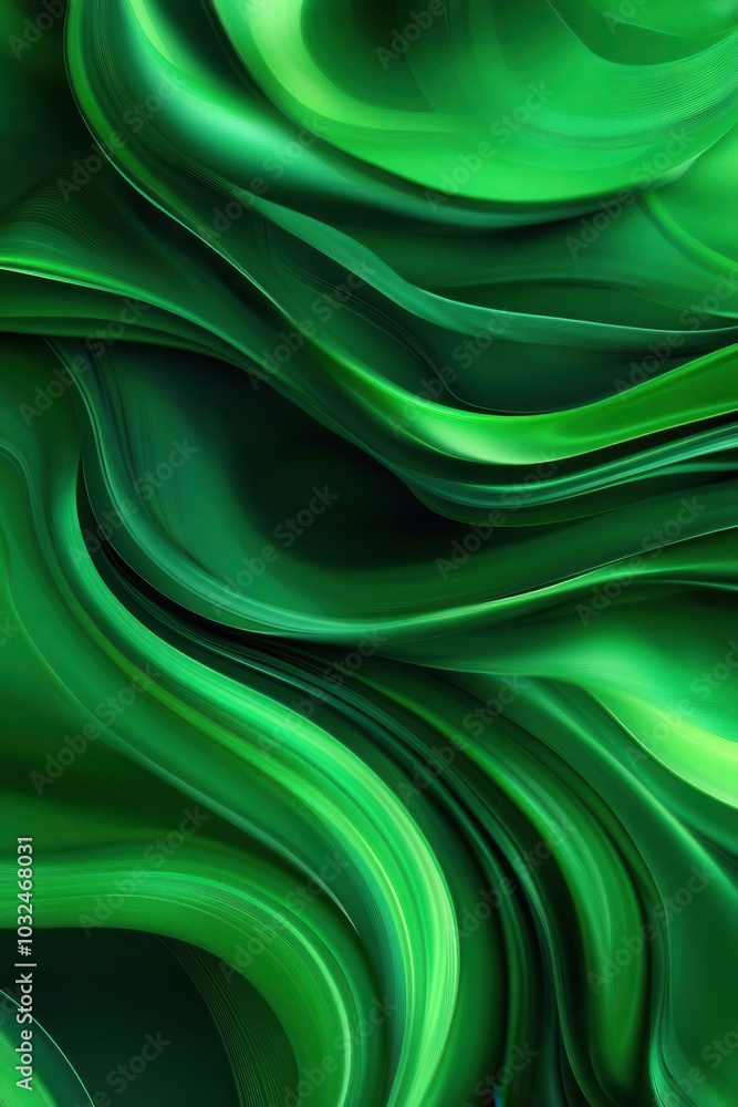 Poster organic green lines twist and flow in a seamless abstract pattern