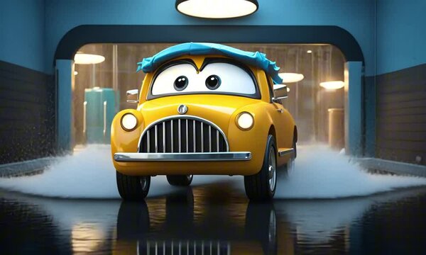 3d car wash cartoon mascot digital art