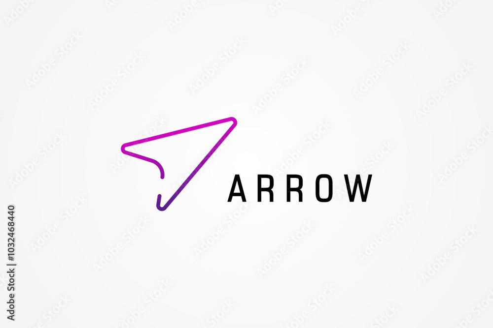 Aufkleber arrow up logo image. blue geometric arrow shape line style isolated on white background. flat vector