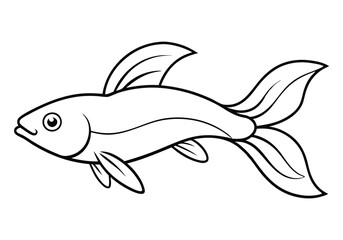 Continuous Line Drawing of a Swimming Fish – Minimalist Ocean Vector Art