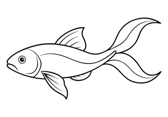 Continuous Line Drawing of a Swimming Fish – Minimalist Ocean Vector Art