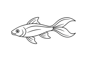 Continuous Line Drawing of a Swimming Fish – Minimalist Ocean Vector Art