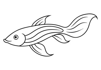 Continuous Line Drawing of a Swimming Fish – Minimalist Ocean Vector Art