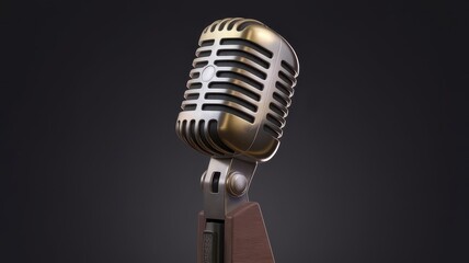 Fototapeta premium vintage microphone on a black background