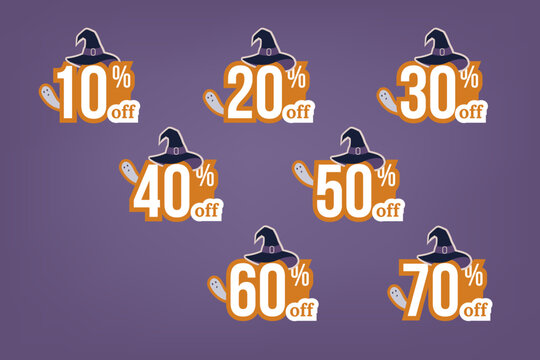Halloween sale tag sticker. 31 october bussiness halloween event