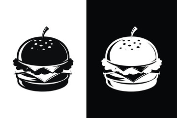 Hamburger Line Icon. Hamburger Icon on Black and White Vector Background.